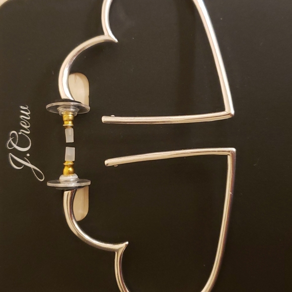 SOLD - NWT J. Crew Silver Heart Shaped Hoops - Picture 4 of 7